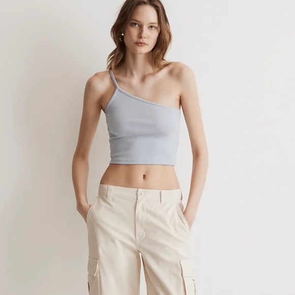 Madewell One-Shoulder Crop Tank in Sleekhold distant periwinkle - Picture 1 of 4